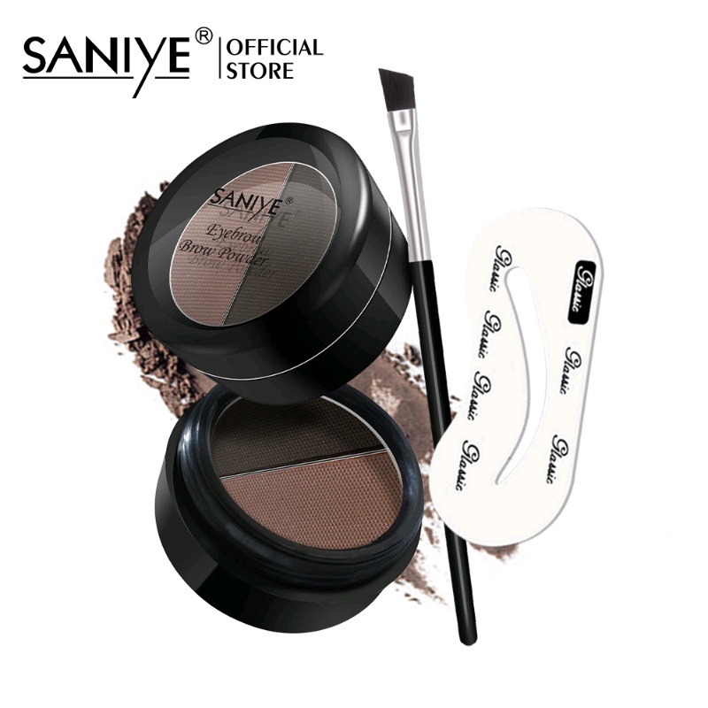 [ 100% BPOM ] [ ORIGINAL &amp; READY ] SANIYE E028 EYEBROW POWDER PALET BEDAK ALIS DENGAN 2 WARNA DILENGKAPI KUAS &amp; APLIKATOR