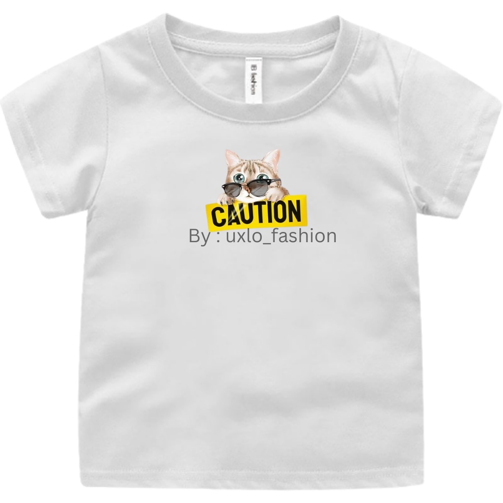 Baju Kaos Atasan Oblong Anak Perempuan Murah Umur 2-9 Tahun Gambar Kucing Lucu UXlo Fashion