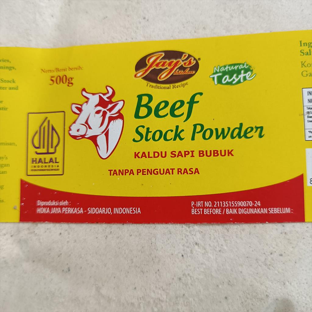 JAYS BEEF STOCK / KALDU SAPI BUBUK 500 GR TANPA MSG &amp; HALAL