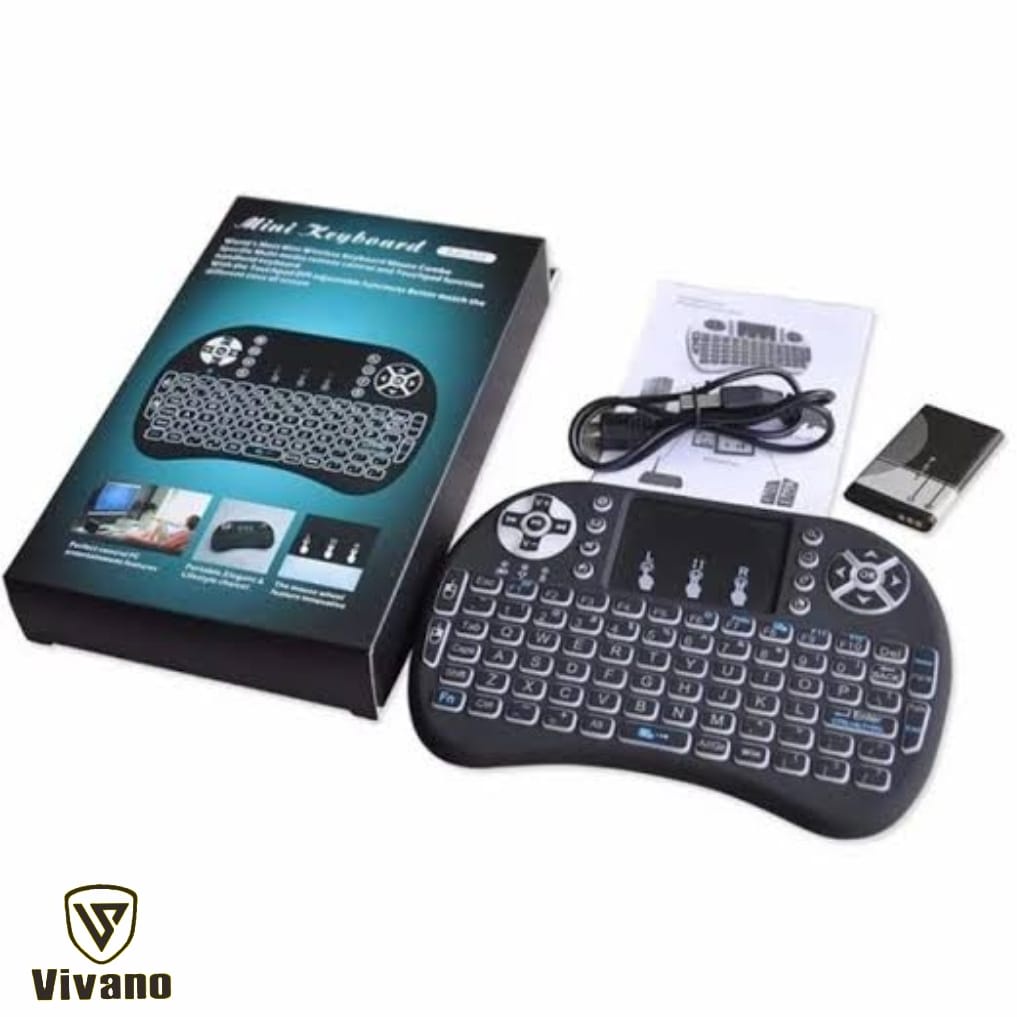 Remote Qwerty Mini Wireless i8 Keyboard Touchpad LED  2.4G PC ANDROID SMART TV BOX  Free Baterai 5C