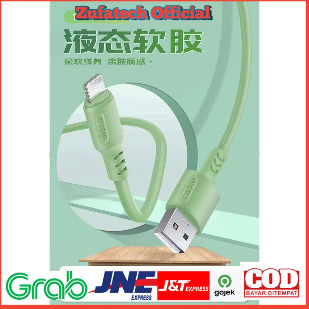 Liquid Soft Kabel Charger USB Type C 2.4A 1 Meter - SM208 - Green