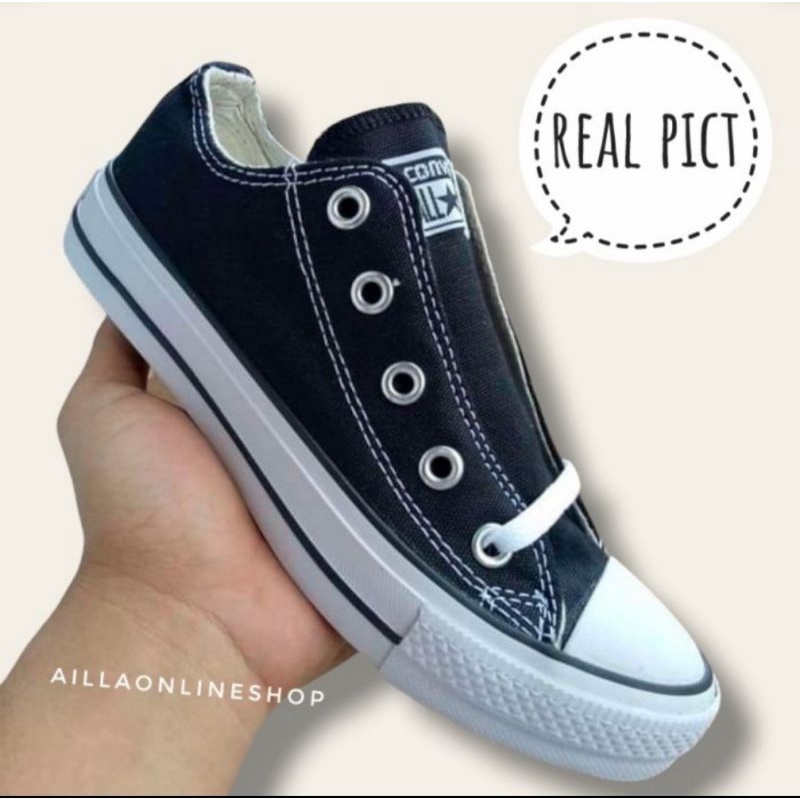 Sepatu Allstar Hitam putih model pendek sepatu sneakers