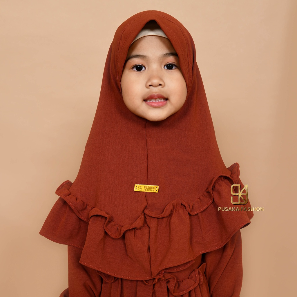 JIIRA baju gamis syari anak perempuan cringkle fashion muslim terbaru  FREE hijab khimar modern dres stelan kerudung serut susun 4 - 9 tahun manasik mengaji maulid nabi warna putih tulang hitam bata lilac lemon pink fuchia moca sagr green olive kekinian