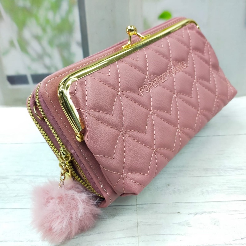 Tas Dompet HP Handphone Selempang Wanita Phone Wallet Tebal Dobel Resleting