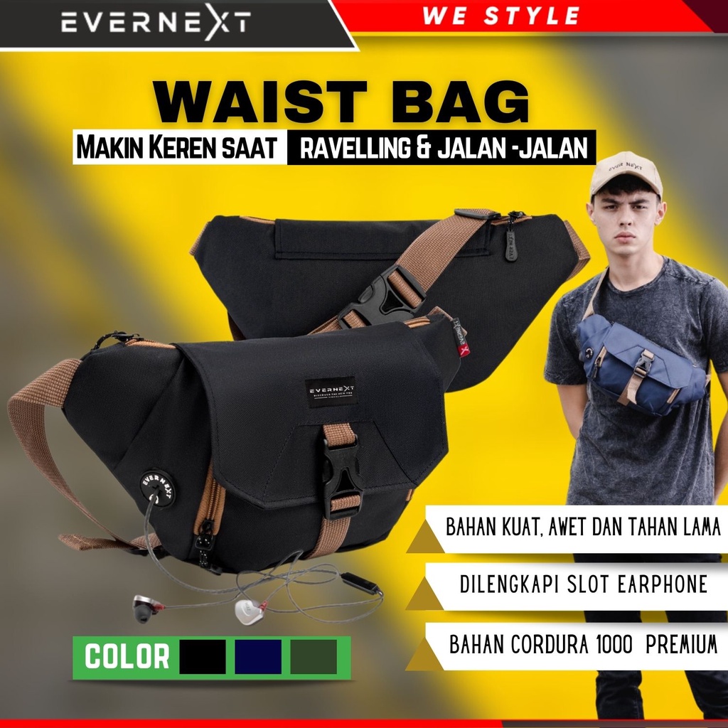 Tas Selempang Pria Sling Bag Cowok Waist Bag Distro Tas Slempang Murah Terbaru  branded