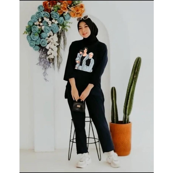 ONESET WANITA TRENDY 01 XL XXL STELAN TUNIK OVERSIZE