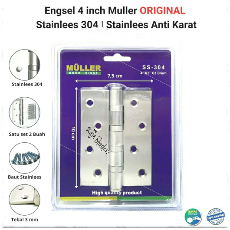 Engsel pintu rumah stainless 4inch muller engsel jendela pintu stainless
