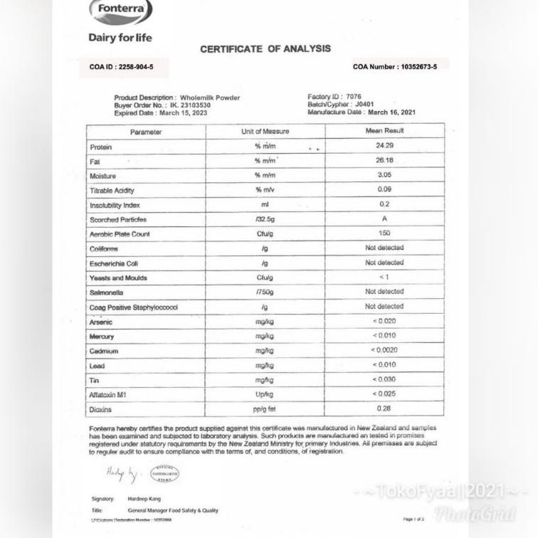 

[PRODUK W7SCU] NZMP [1 kg] Susu Bubuk Full cream NZMP wholemilk 1kg BSB