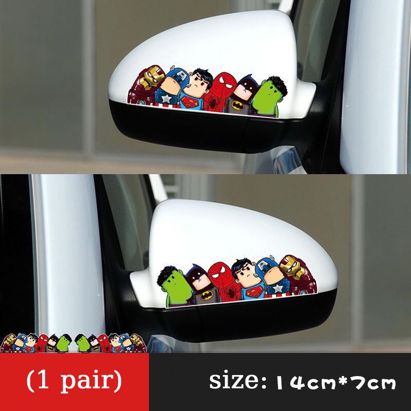 Stiker Spion Mobil Kepribadian Kartun Lucu Goresan Kreatif Menutupi Kaca Spion Dekorasi Tahan Air Stiker Mobil Lucu