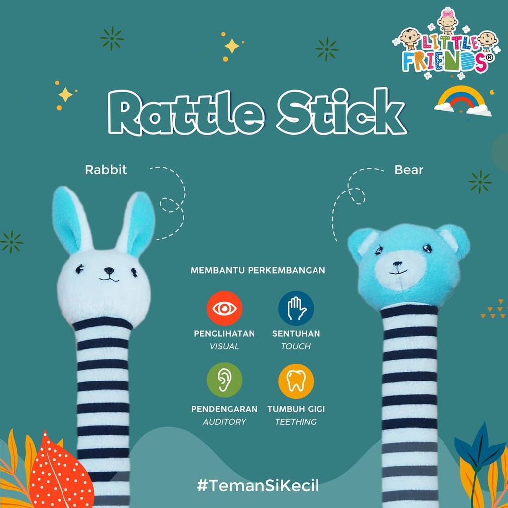 Mainan Edukasi Bayi Little Friends Boneka Rattle Stick Rabbit LFR2040