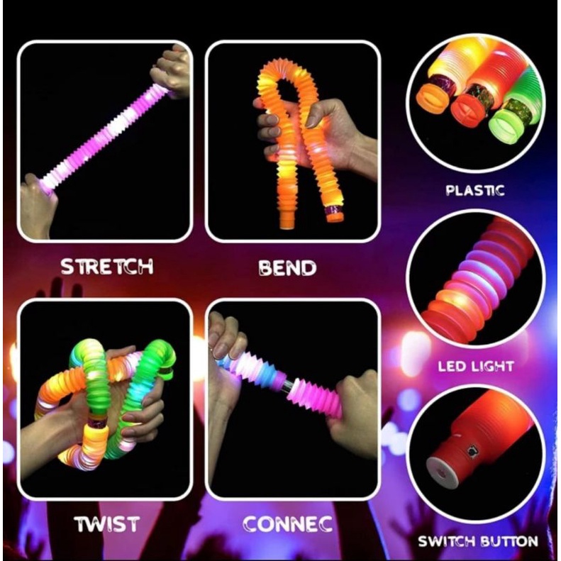 [COD] LIGHT UP POP TUBES PIPES / MAINAN ANAK PIPA STICK TARIK GLOW LAMPU LED TERBARU