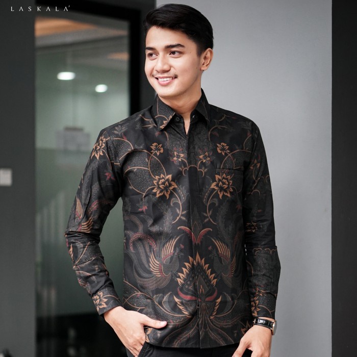 GStore14 Laskala Premium Batik Slimfit Haikal Hitam K08A306 PROMO 2809