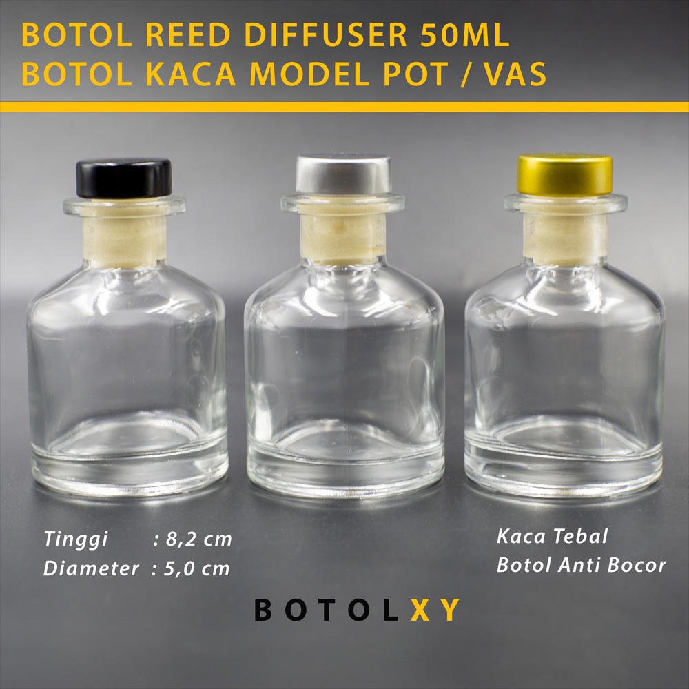 Botol Reed Diffuser 50ml Besar - Vas / Belly Pot - Kaca - Aromatherapy