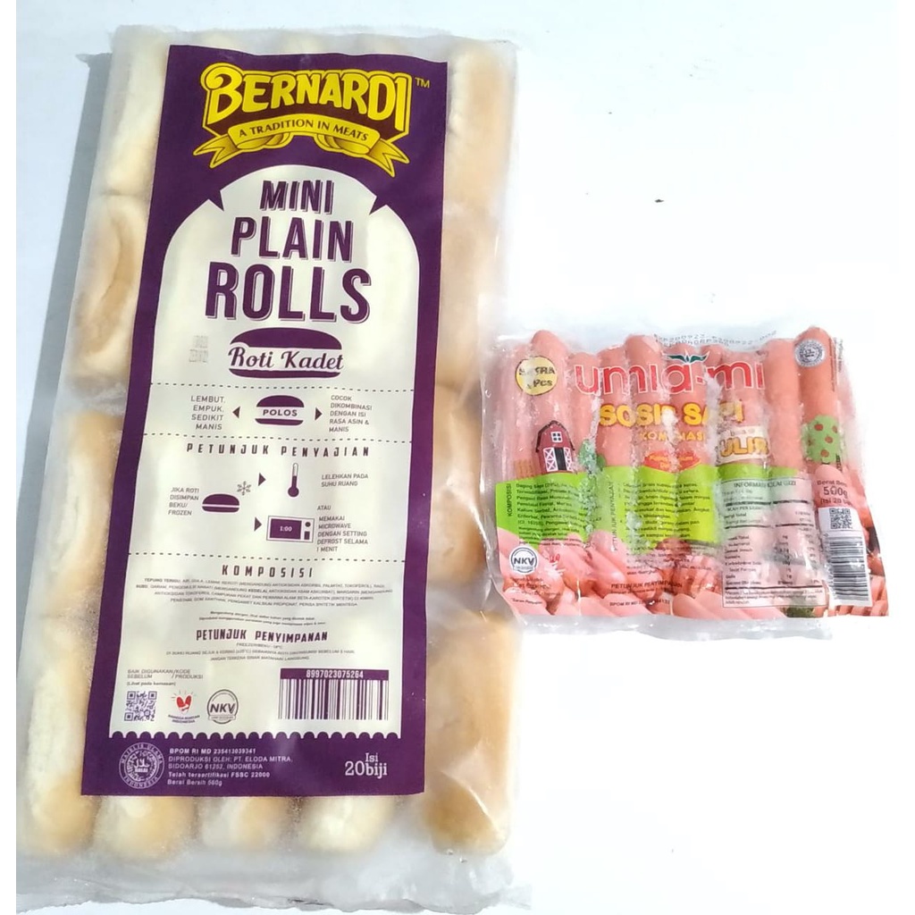 

PAKET HOT DOG BERNARDI MINI + UMIAMI ULIR 500gr isi 20pc/PAKET HOT DOG MURAH LARIS ENAK