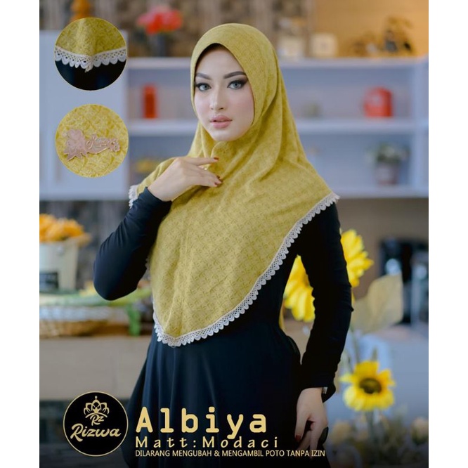 (Rizwa Hijab) ALBIYA •jilbab instan jersey modaci•kerudung pet renda