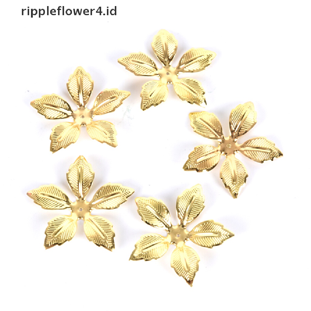 {rippleflower4.id} 50pcs/set Vintage Logam Bunga Kerawang Slice Ch Perhiasan Temuan Kerajinan DIY~