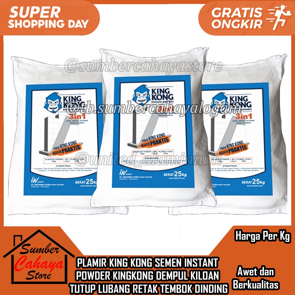 Kingkong Plamir Kiloan Instant Powder Pelamir King  Kong Semen Pelamur Plamur Dempul Penutup Lubang 