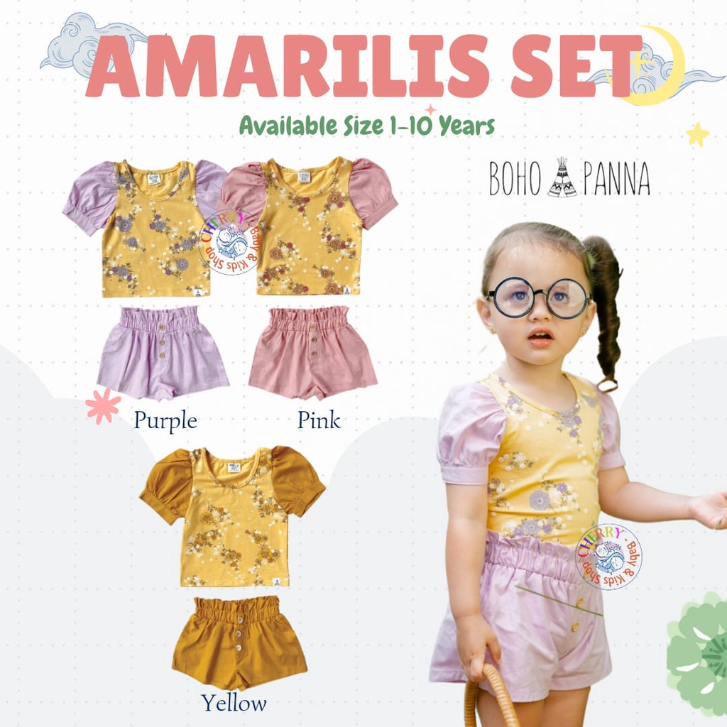 Bohopanna Amarilis Set 1-10 Tahun Setelan Fashion Bunga Anak Perempuan CBKS