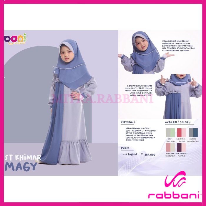 DISKON RABBANI ORI - DISKON Gamis Anak Rabbani ST KHIMAR MAGY Original Setelan Anak Bandung Mitra Ba