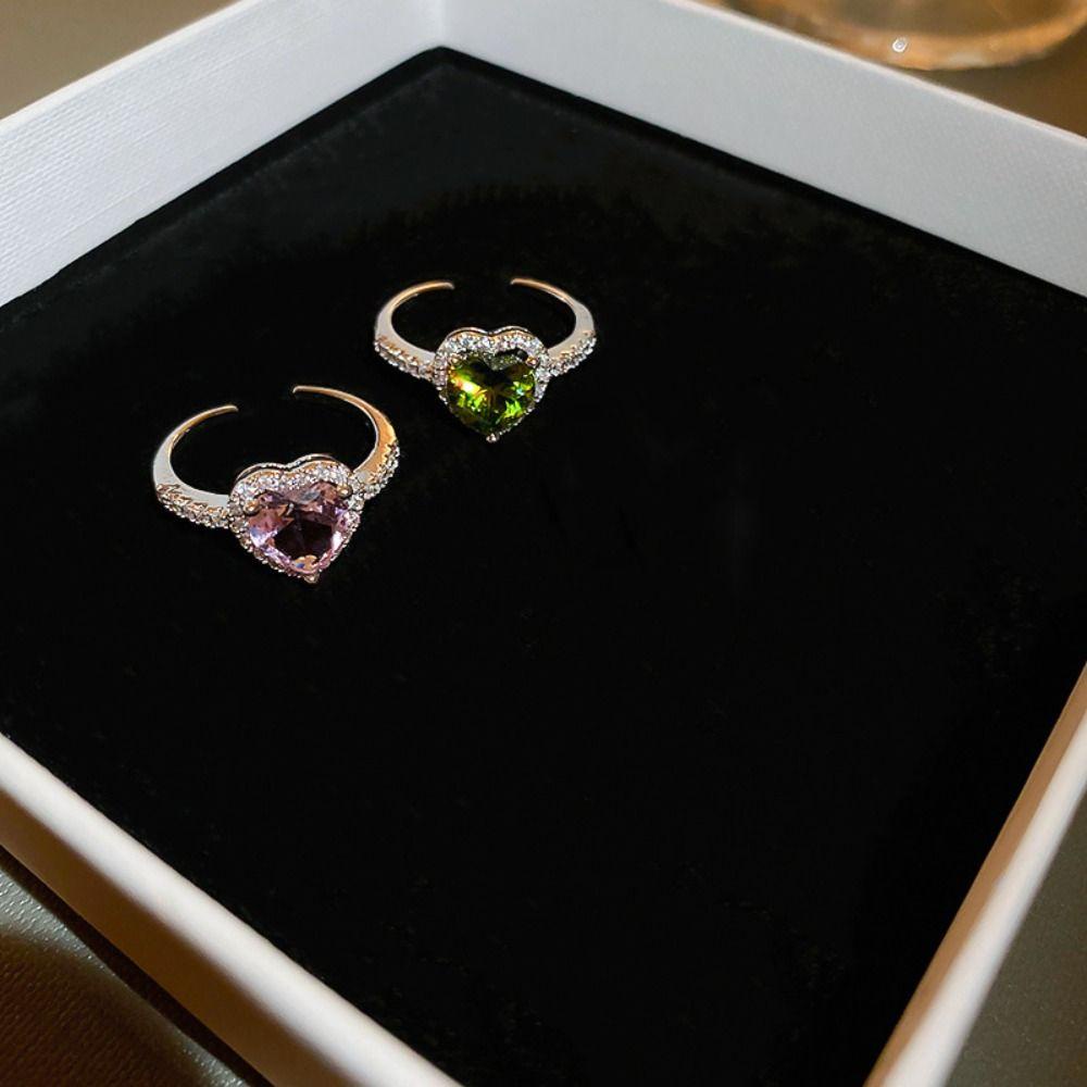 Mxbeauty Perempuan Terbuka Cincin Pesta Perhiasan Berlian Imitasi Trendi Zirkon Manis Vintage Jari Cincin