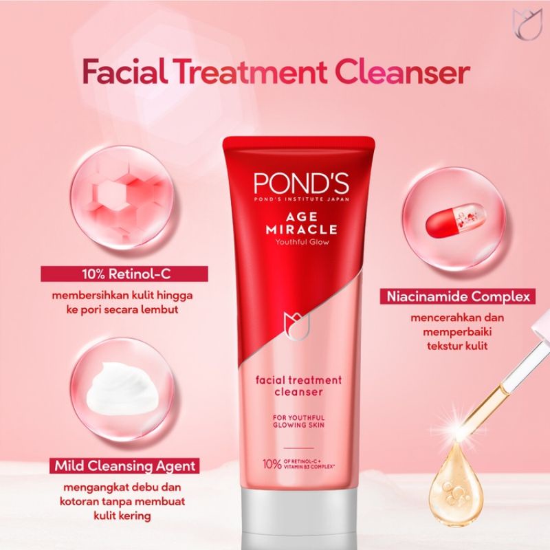 PONDS Age Miracle Facial Wash Anti Aging + Glowing with Retinol 100 Ml