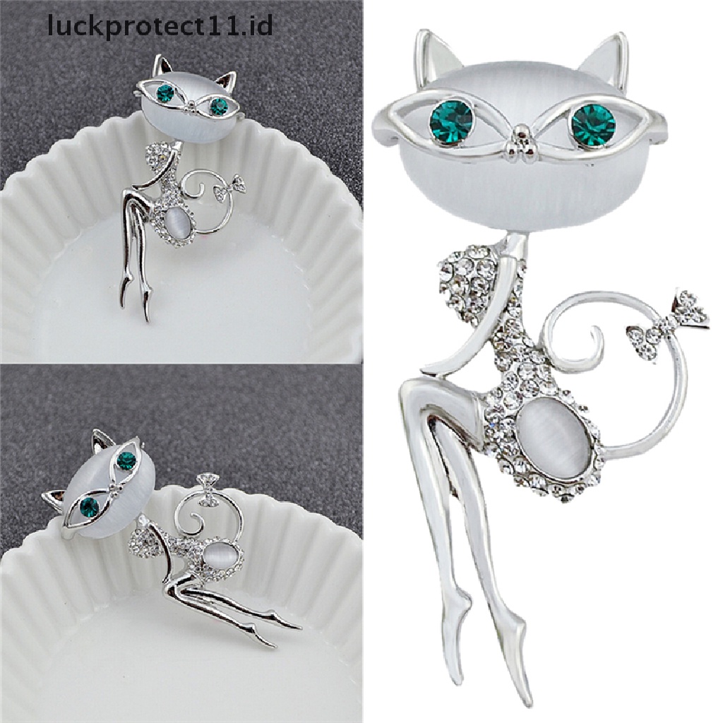 /Fashion Hot// Fashion// Fashion Opal Berlian Imitasi Kristal Kucing Kecil Bros Pin Hewan Lucu Sexy Perhiasan.