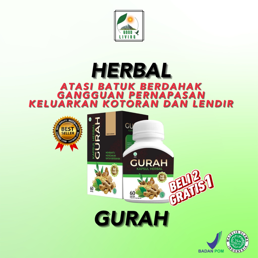 Jual Kapsul Herbal Gurah Meredakan Pernapasan Obat Batuk Menghilangkan