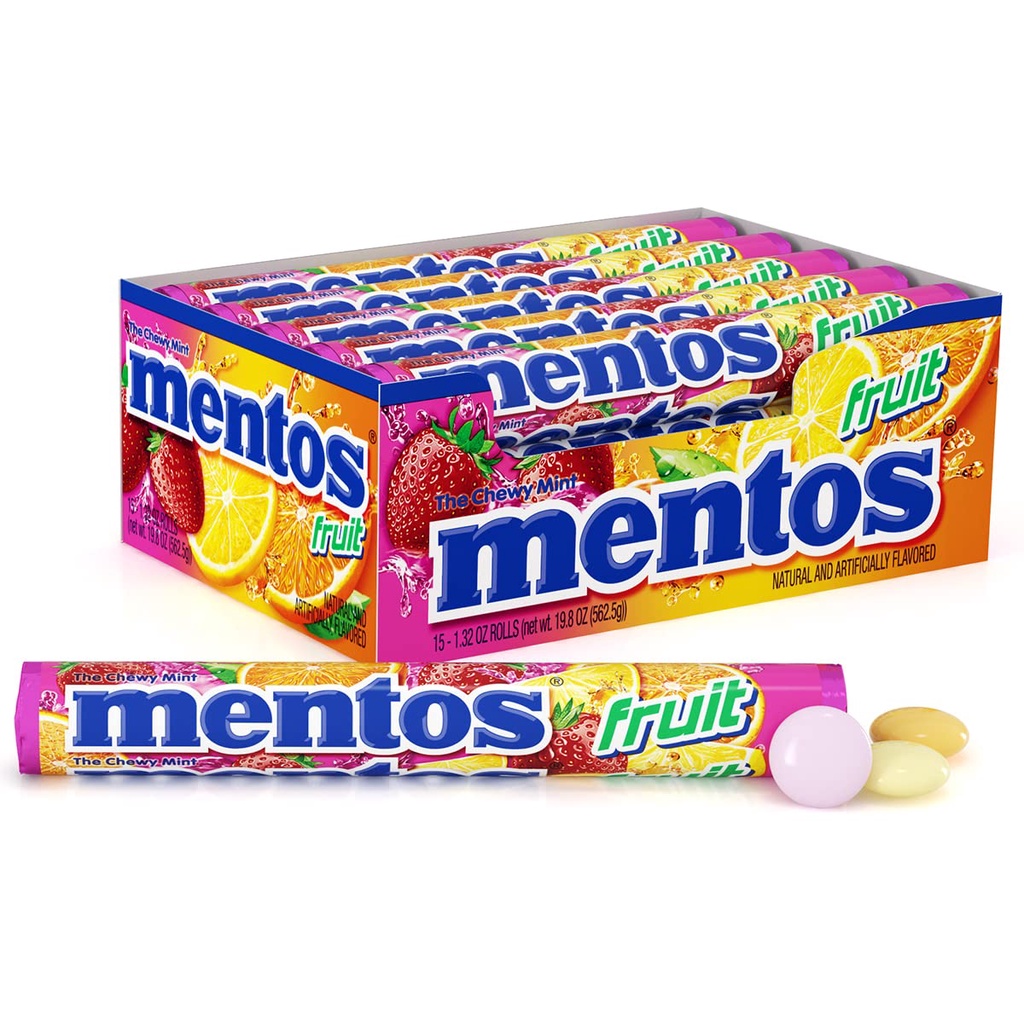 Permen Mentos / Mentos Mint &amp; Fruit / Permen Roll Rasa Buah &amp; Mint / 37g