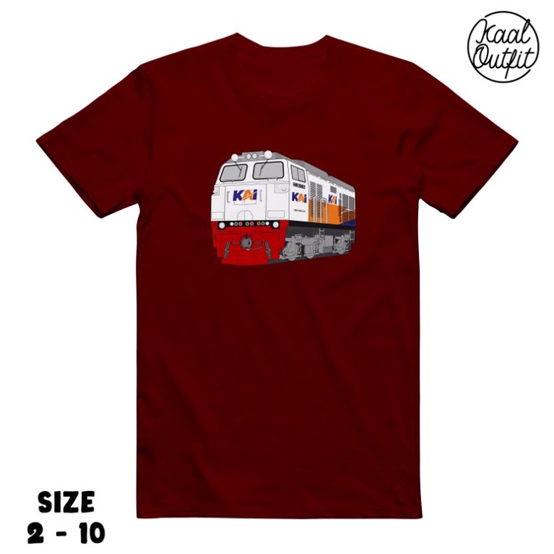 Kaos Anak Lokomotif CC206 Free Nama Merah Maroon