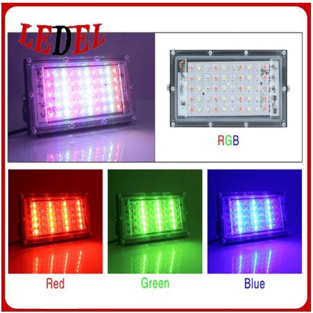 Lampu tembak sorot slim 50W / Lampu Hias tembak LED smg 50 watt warna warni rgb remote control waterproof LED Flood light