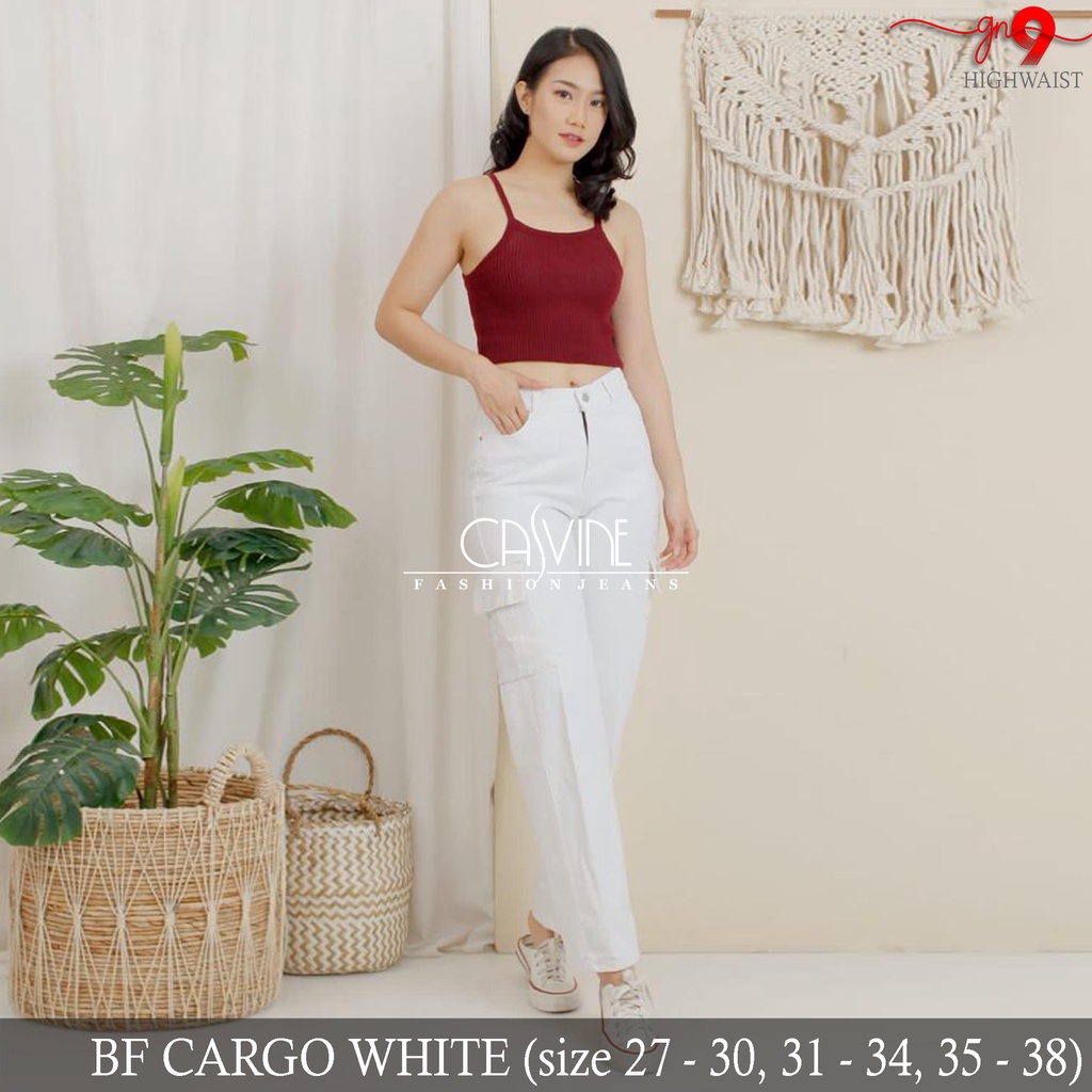 CASVINEJEANS | Celana Boyfriend Cargo Cewek Wanita Bigsize Jumbo Non-Stretch Ready 5 Warna