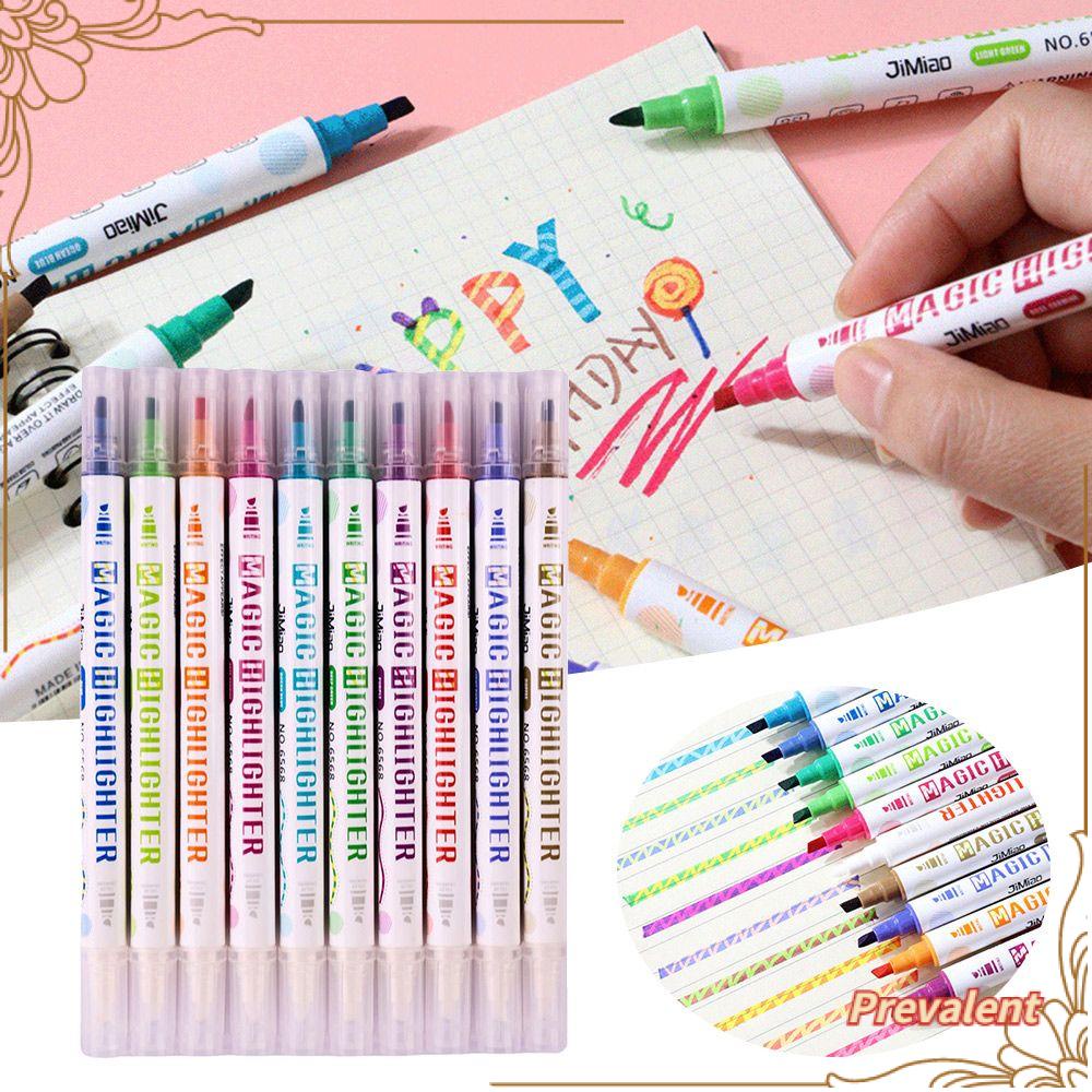 Preva 10PCS/Set Penanda Neon Dapat Dihapus Magic Color Changing Drawing Tools