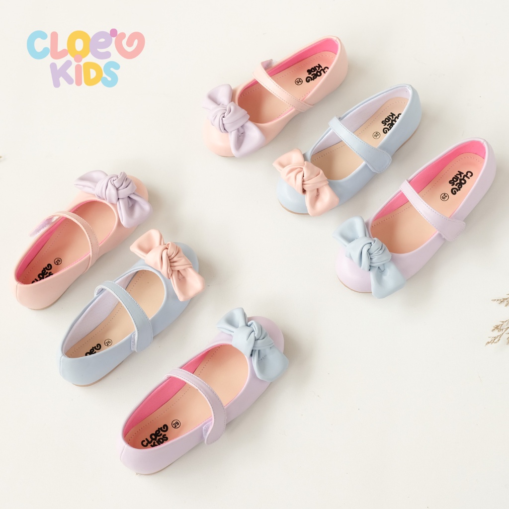 CLOEVKIDS - Cheli Size 22-35 Flatshoes Sepatu Anak Pesta Ballet Pita pastel