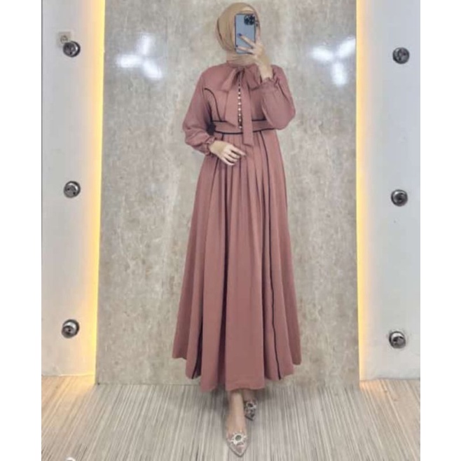 WDAqifa Fashion Gamis kode Mantan Elegan Cringkle AirFlow by Lady.jsj Ready Matcha
