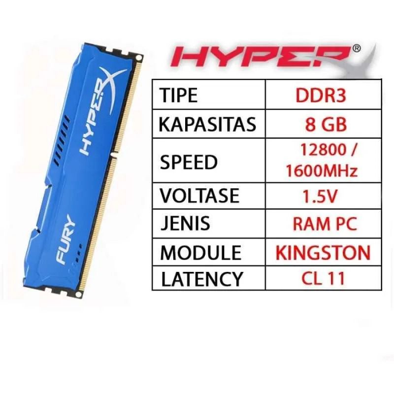 RAM PC DDR3 8GB KINGSTON HYPERX FURY
