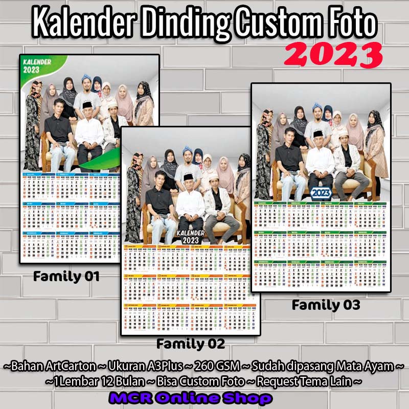 

Kalender Custom Foto 2023 Kalender plus gantungan eyelet Family