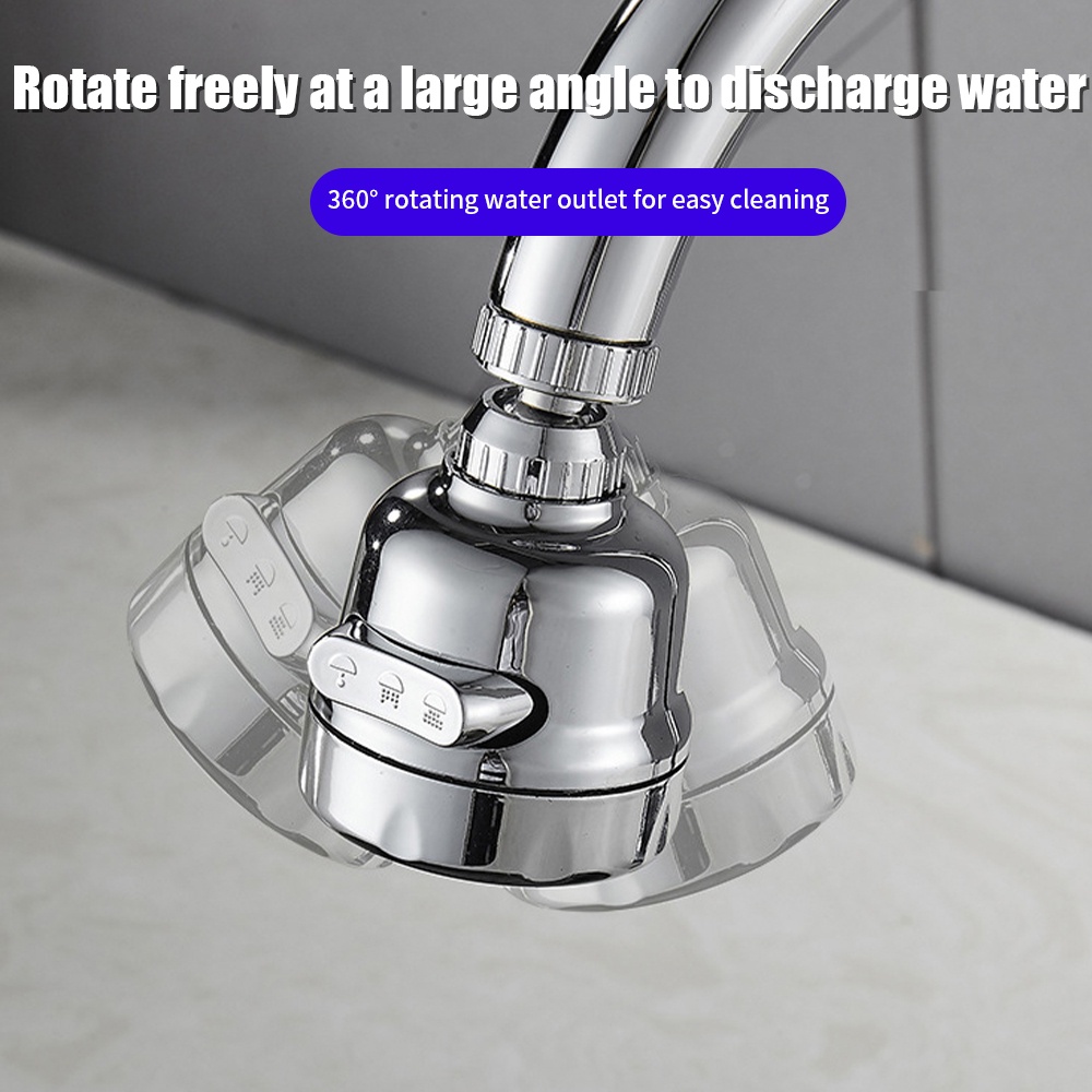 Adjustable Three Gear Booster Splash Proof Faucet Aksesoris Aerator Rumah Tangga Umum360 ° Semprotan Kran Wastafel Dapur Wastafel Putar