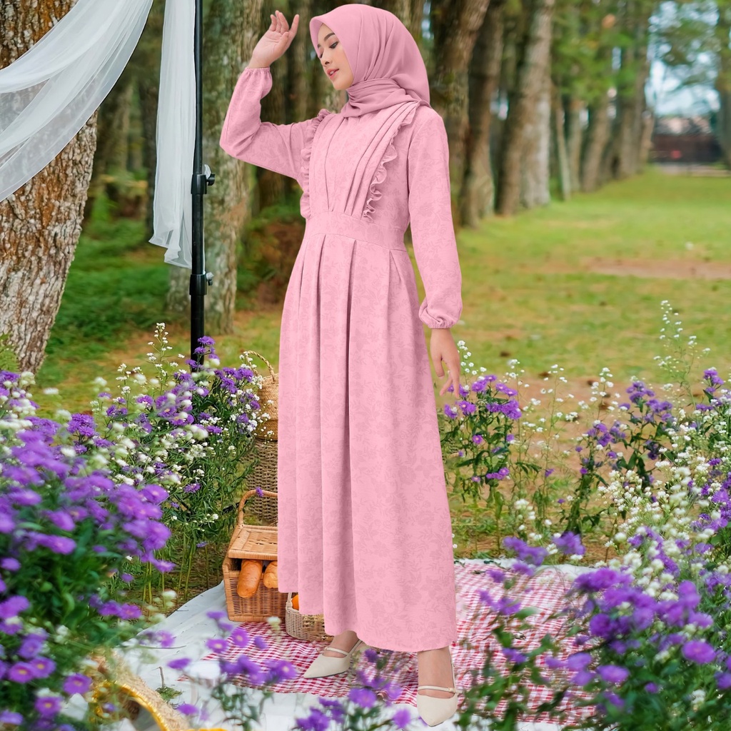 Maxy Zeanez Motif Bunga / Gamis Crincle Airflow