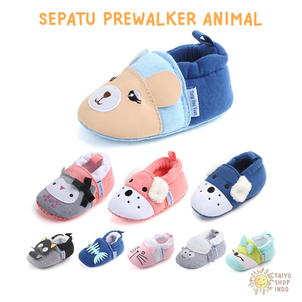 TAIYO Sepatu Bayi Prewalker DOLLY CUTE Baby Shoes Motif Animal Hewan Lucu
