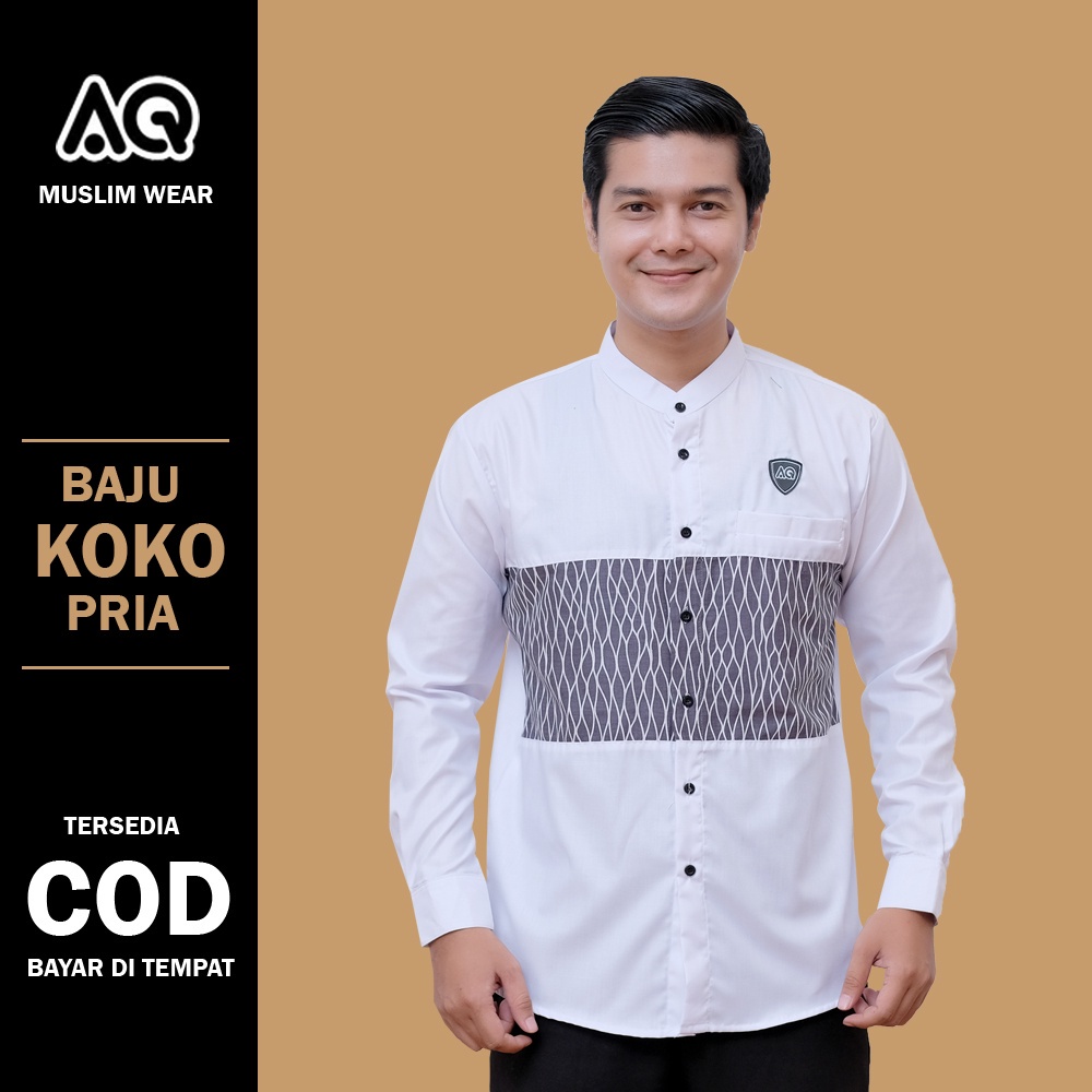 Baju Koko Pria Lengan Panjang Motif Batik Nakula Al Qorni