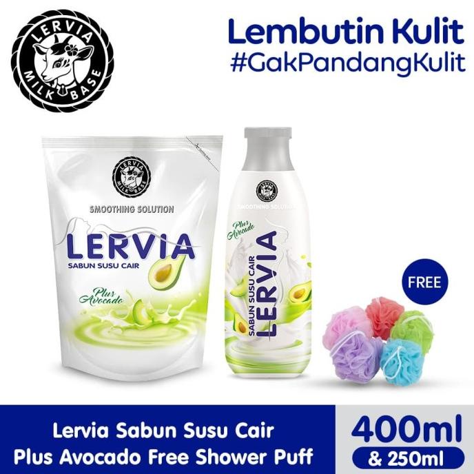 PROMO SERU (BISA COD) (Free Gift) LERVIA Sabun Susu Cair Plus Avocado 250mL + 400mL TERLARIS TERPERC