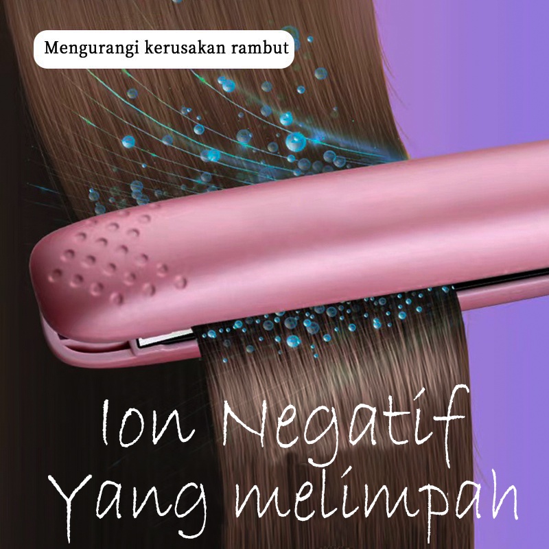 Hangyan Catokan Curly Otomatis Alat Catok Rambut Pelurus Rambut Catokan Rambut 2 in 1 Low Watt Warna Cantik