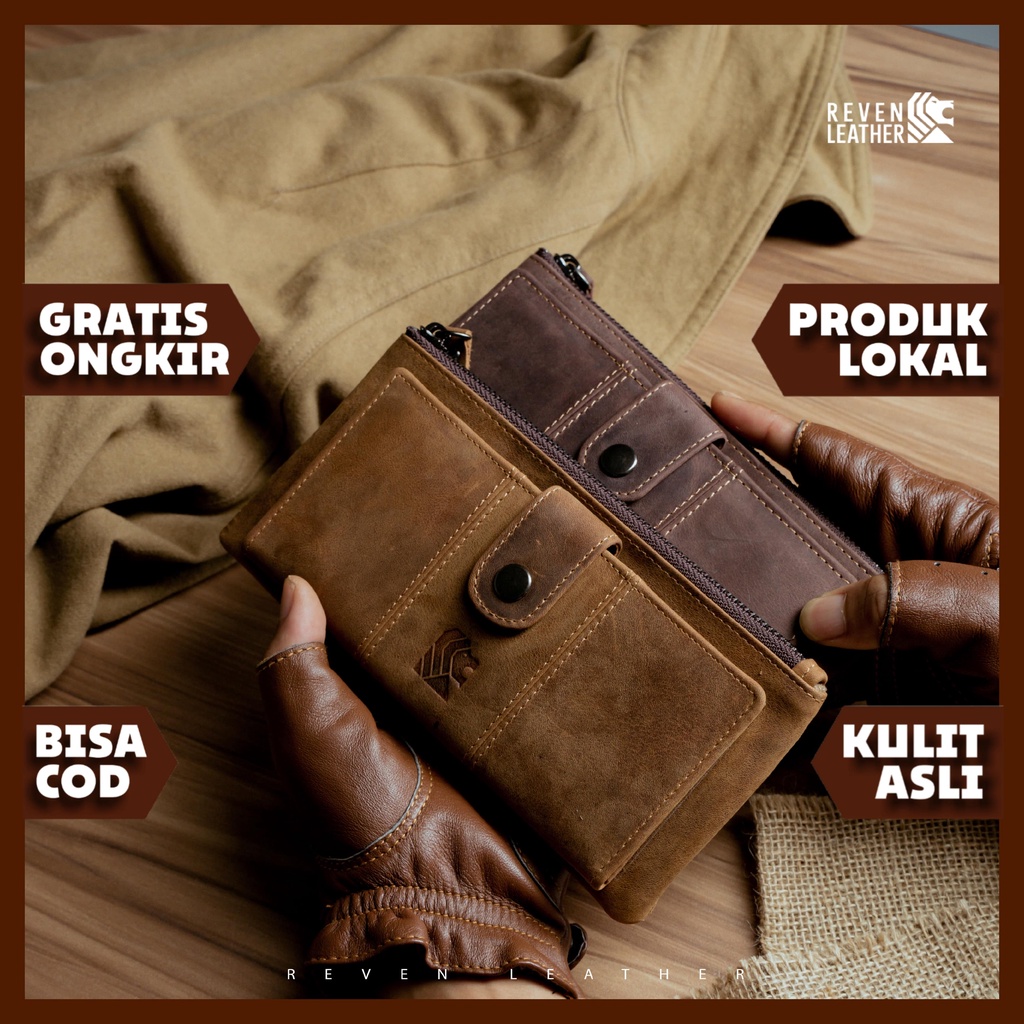 Dompet BIFOLD Organizer Pengatur Leather Long Card Holder Wallet Slot Kartu Banyak 2 Sekat Ruang ATM