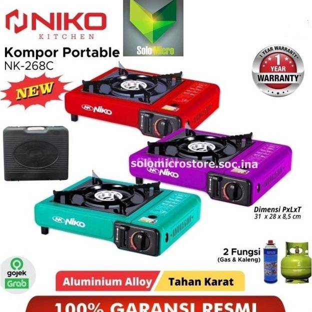 OPEN RESSELER Niko Kompor Gas Portable 2 in 1 NK268C / NK-268C Warna Random