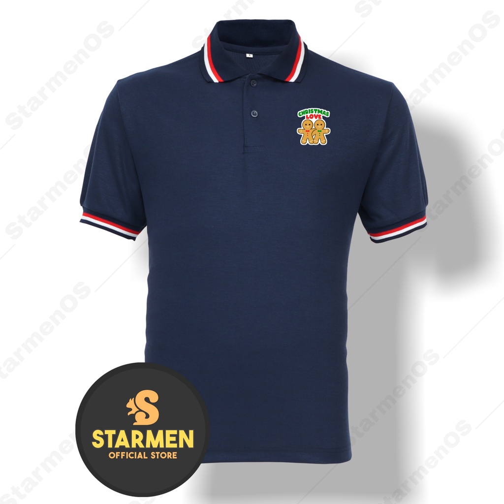 Kaos Polo Shirt Pria Kerah Logo Cristmas Love