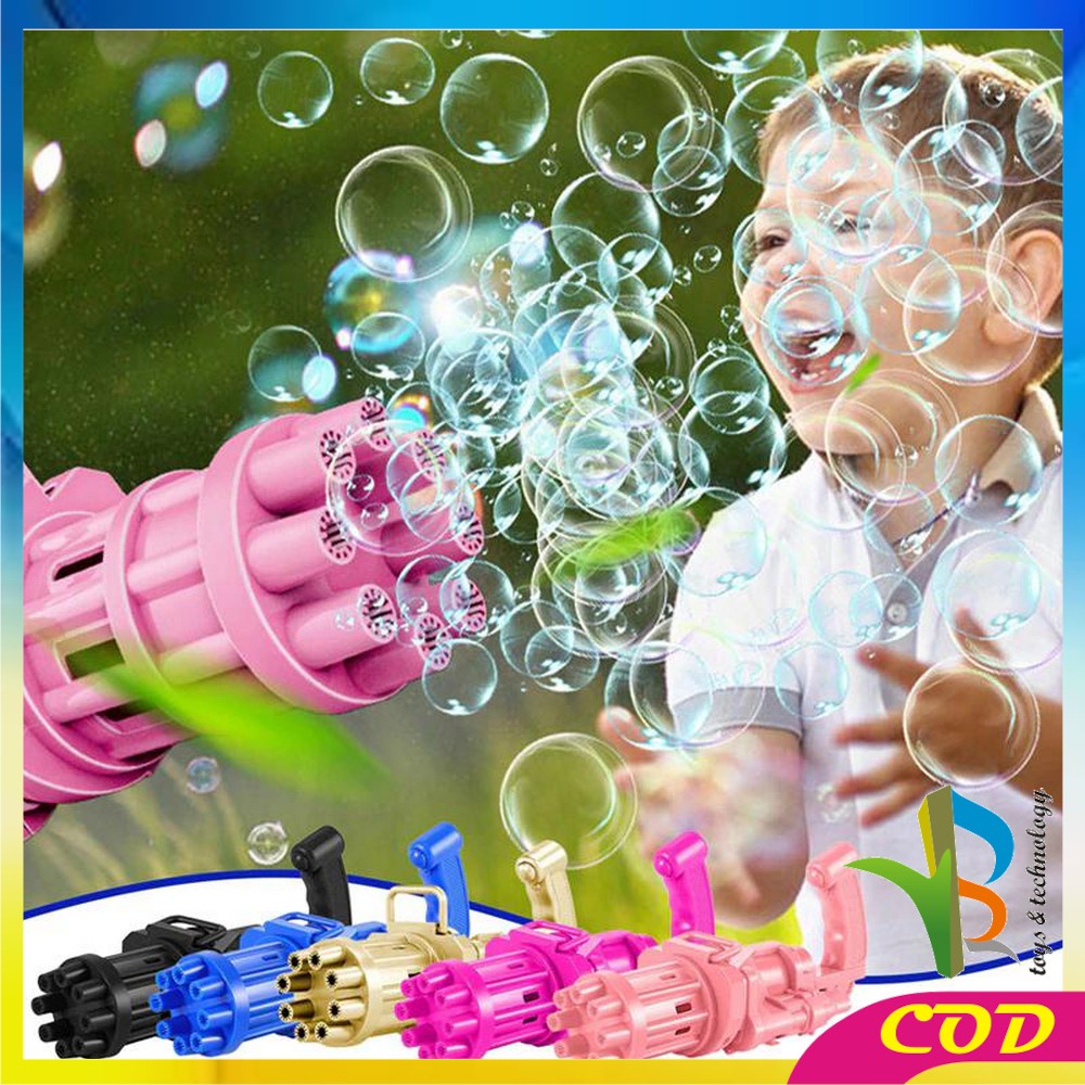 RB-M197 Mainan Bubble Gun Pistol Gelembung Sabun Anak Buble Gun Elektrik Machine Gun Bubble Busa