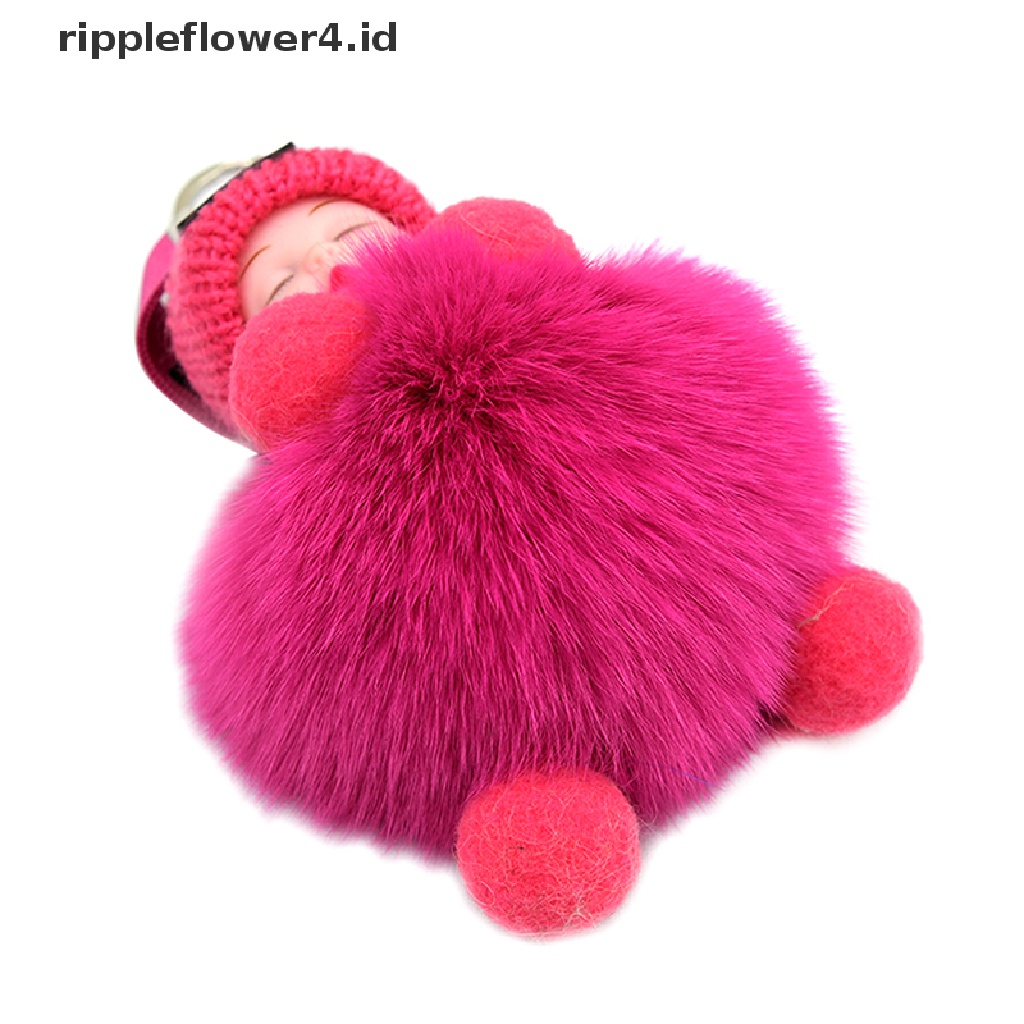 {rippleflower4.id} Gantungan Kunci Pompom Tidur Bayi Gantungan Kunci Boneka Mewah Berbulu Lucu~