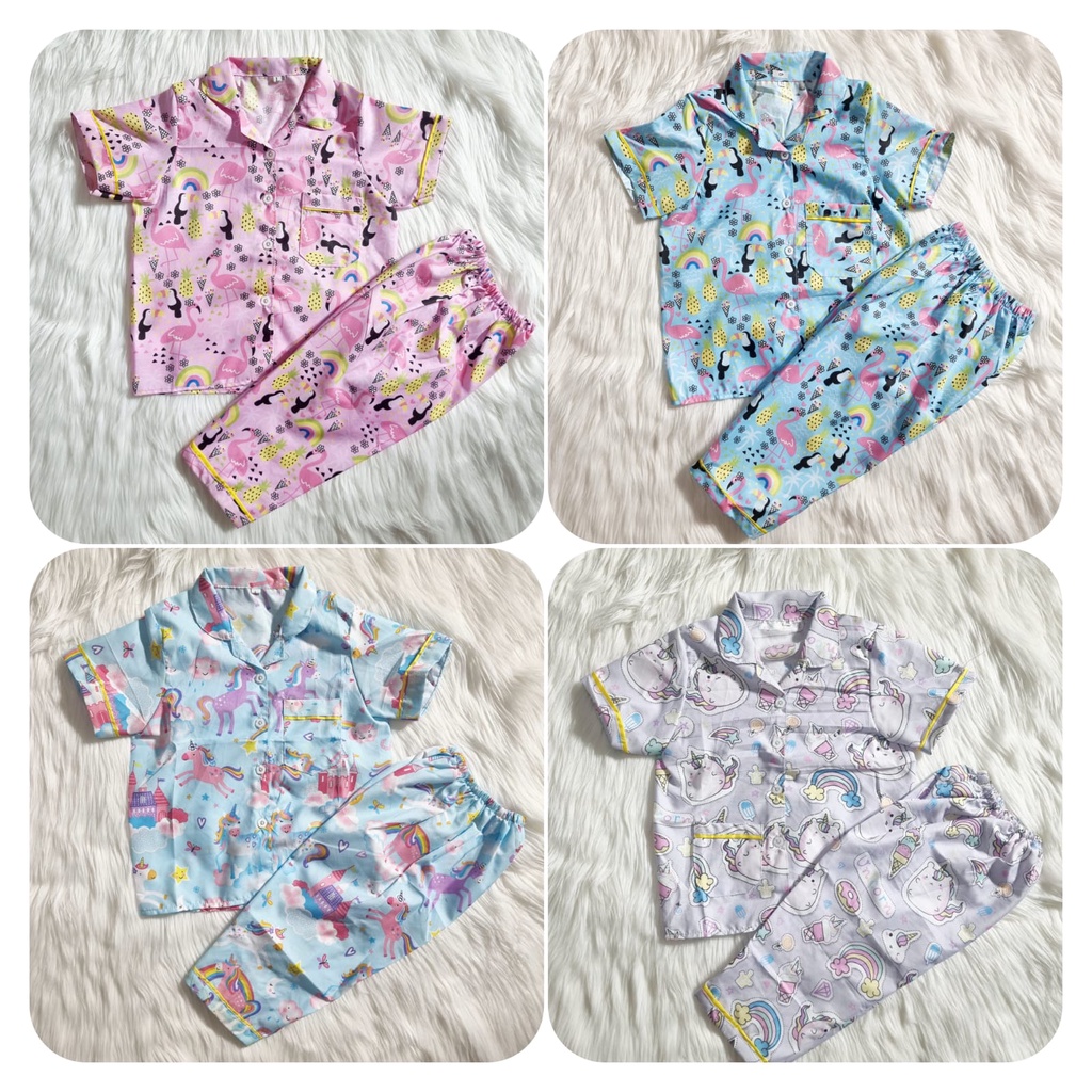 Paket Usaha Baju Tidur Piyama Anak Dapat 3 PCS 1-5 Tahun Motif Karakter Lucu Kekinian Murah