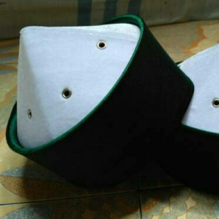 Peci/Songkok/Kopiah mesir bludru kombinasi putih+hijau - 3