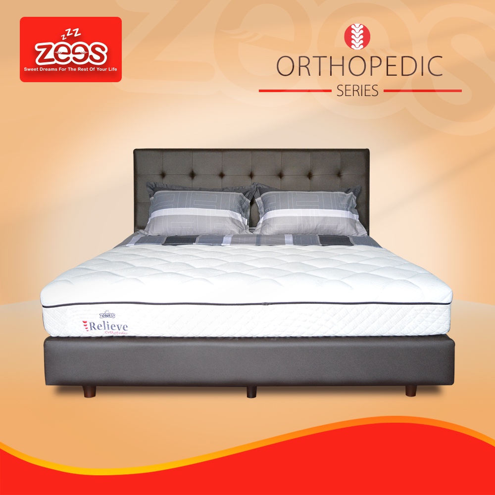 Zees Spring Bed Kasur Relieve off white Orthopedic, Bed Set Spring bed dan Divan